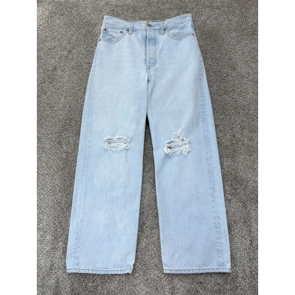 Levis Premium Ribcage Straight Ankle Jeans 27 Blue Ojai Up Light Wash Wide Baggy